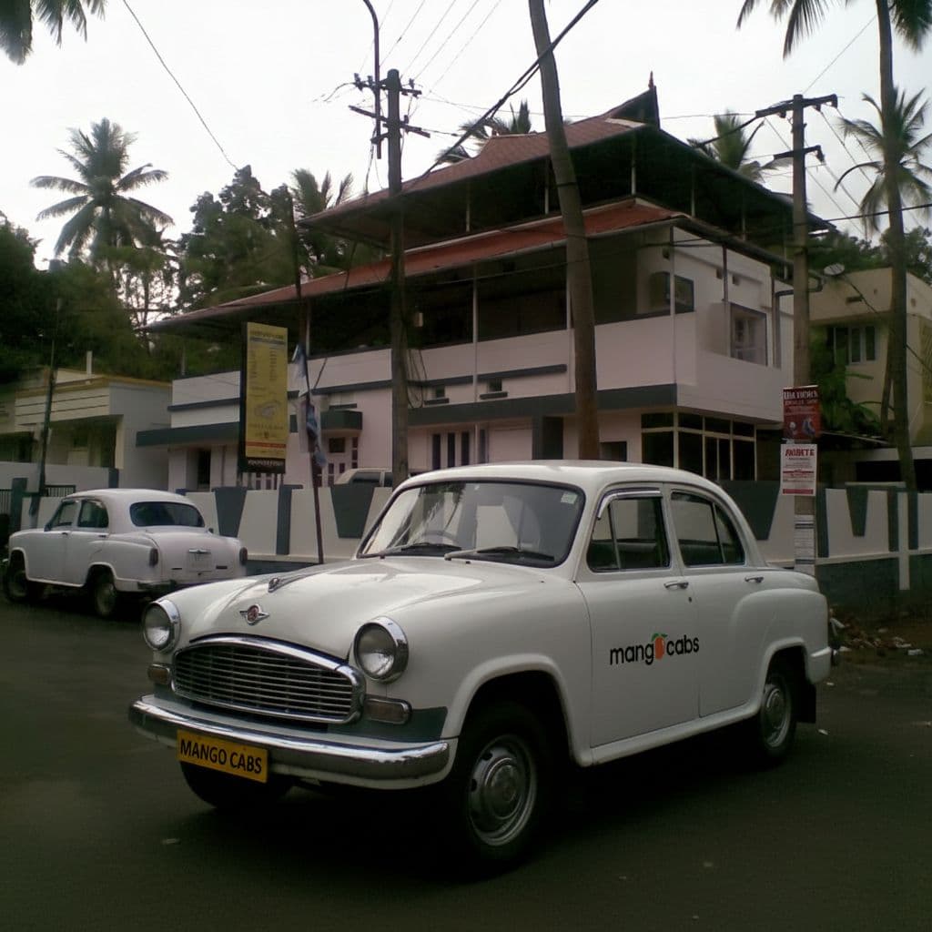 Original Mango Cabs Ambassador car at Trivandrum office
