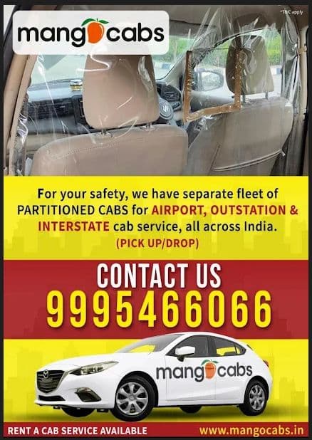 Mango Cabs COVID safety — partitioned cabs for airport and outstation